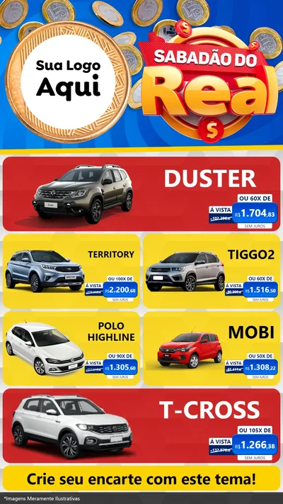 Modelo de TV para TV Vertical com o tema Sabadão do Real para Concessionaria de Carros