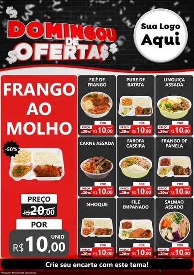 Modelo de Encarte para Encarte A4 Vertical com o tema Domingou de Ofertas para Restaurante