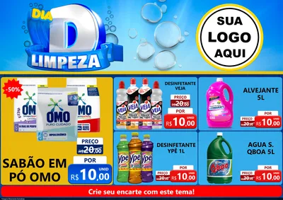 Modelo de Encarte para Encarte A4 Horizontal com o tema Dia D Limpeza para Produtos de Limpeza