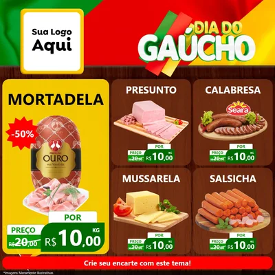 Modelo de Rede Social para Feed Facebook com o tema Dia do Gaúcho para Frios e Laticínios