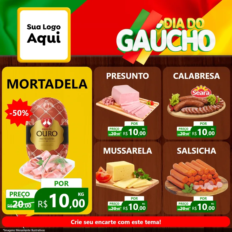 Modelo de Rede Social para Feed Facebook com o tema Dia do Gaúcho para Frios e Laticínios