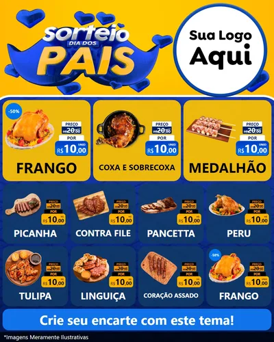 Modelo de Rede Social para Feed Instagram com o tema Sorteio Dia dos Pais para Assados
