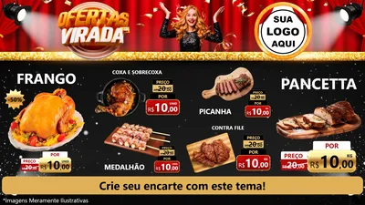 Modelo de TV para TV Horizontal com o tema Ofertas da Virada para Assados