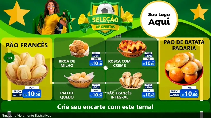 Modelo de TV para TV Horizontal com o tema Seleção de Ofertas - Copa para Padaria