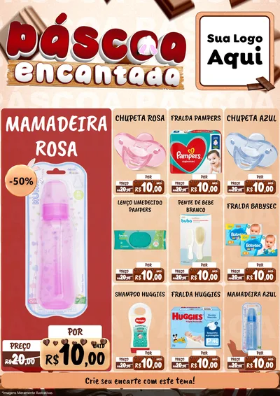 Modelo de Encarte para Encarte A4 Vertical com o tema Páscoa Encantada para Bebês