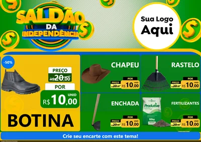 Modelo de Encarte para Encarte A4 Horizontal com o tema Saldão da Indepêndencia para Agropecuária