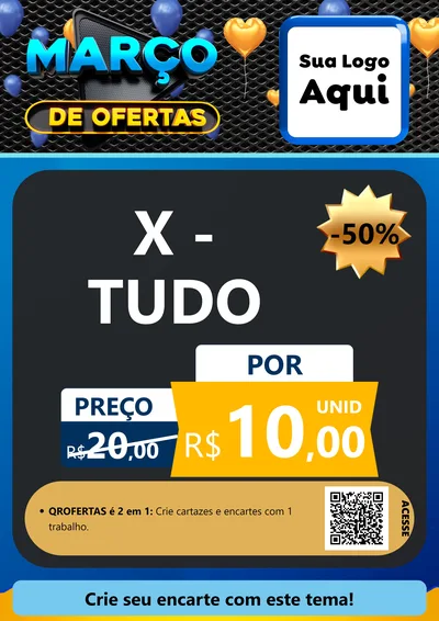 Modelo de Cartaz para Cartaz A4 Vertical com o tema Março de Ofertas para Hamburgueria