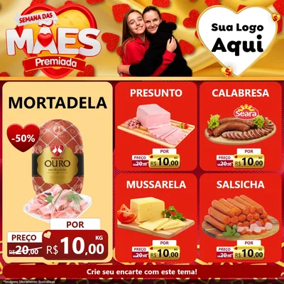 Modelo de Rede Social para Feed Facebook com o tema Semana das Mães Premiada para Frios e Laticínios