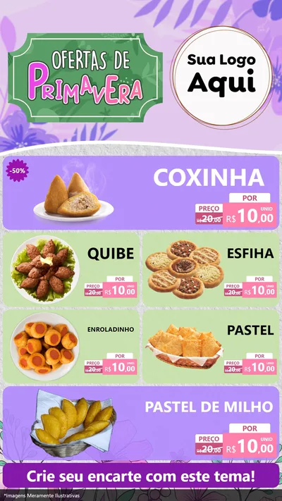 Modelo de TV para TV Vertical com o tema Ofertas de Primavera para Salgadaria