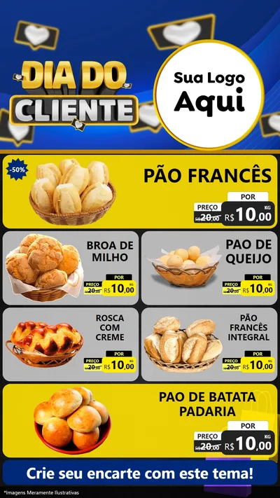 Modelo de TV para TV Vertical com o tema Dia Do Cliente para Padaria