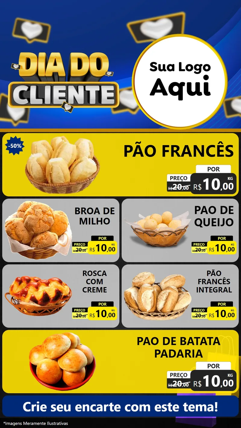 Modelo de TV para TV Vertical com o tema Dia Do Cliente para Padaria