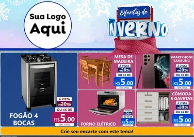 Modelo de Encarte para Encarte A4 Horizontal com o tema Ofertas de Inverno para Móveis e Eletro