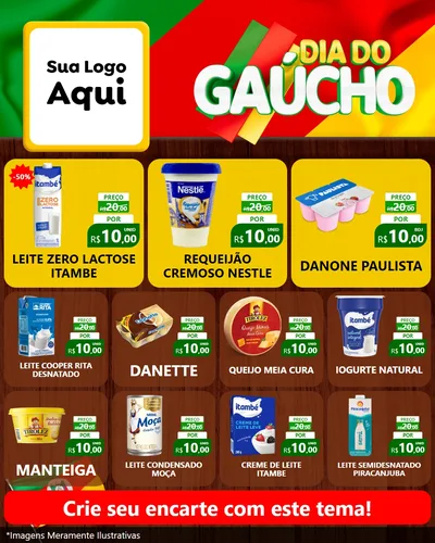 Modelo de Rede Social para Feed Instagram com o tema Dia do Gaúcho para Frios e Laticínios