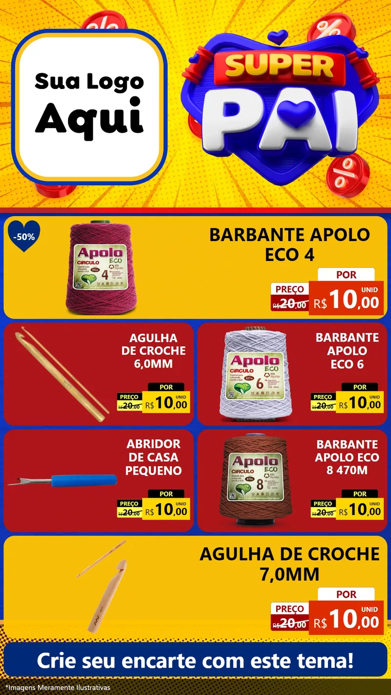 Modelo de TV para TV Vertical com o tema Super Pai para Armarinho e Aviamentos