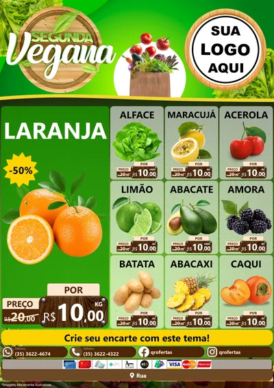 Modelo de Encarte para Encarte A4 Vertical com o tema Segunda Vegana para Hortifrúti