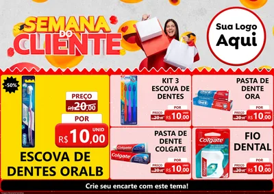 Modelo de Encarte para Encarte A4 Horizontal com o tema Semana do Cliente para Higiene Pessoal