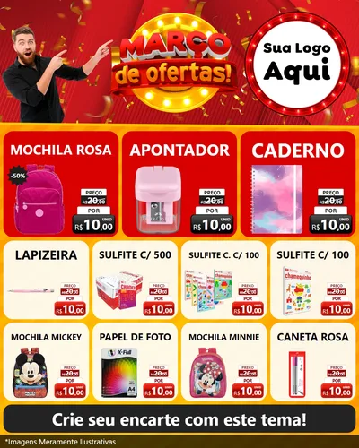 Modelo de Rede Social para Feed Instagram com o tema Março de Ofertas! para Papelaria