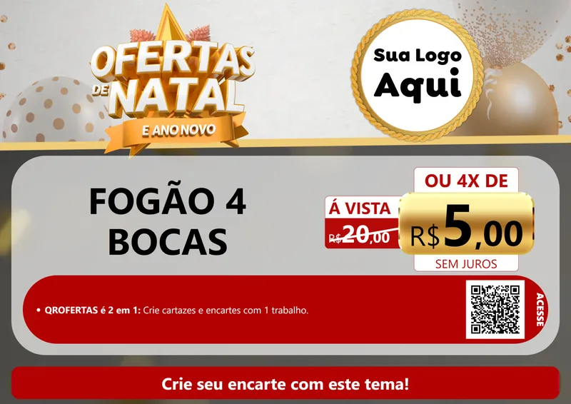 Modelo de Cartaz para Cartaz A4 Horizontal com o tema Ofertas De Natal E Ano Novo para Móveis e Eletro