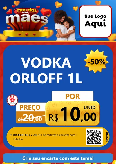 Modelo de Cartaz para Cartaz A4 Vertical com o tema Mês das Mães para Distribuidora de bebidas