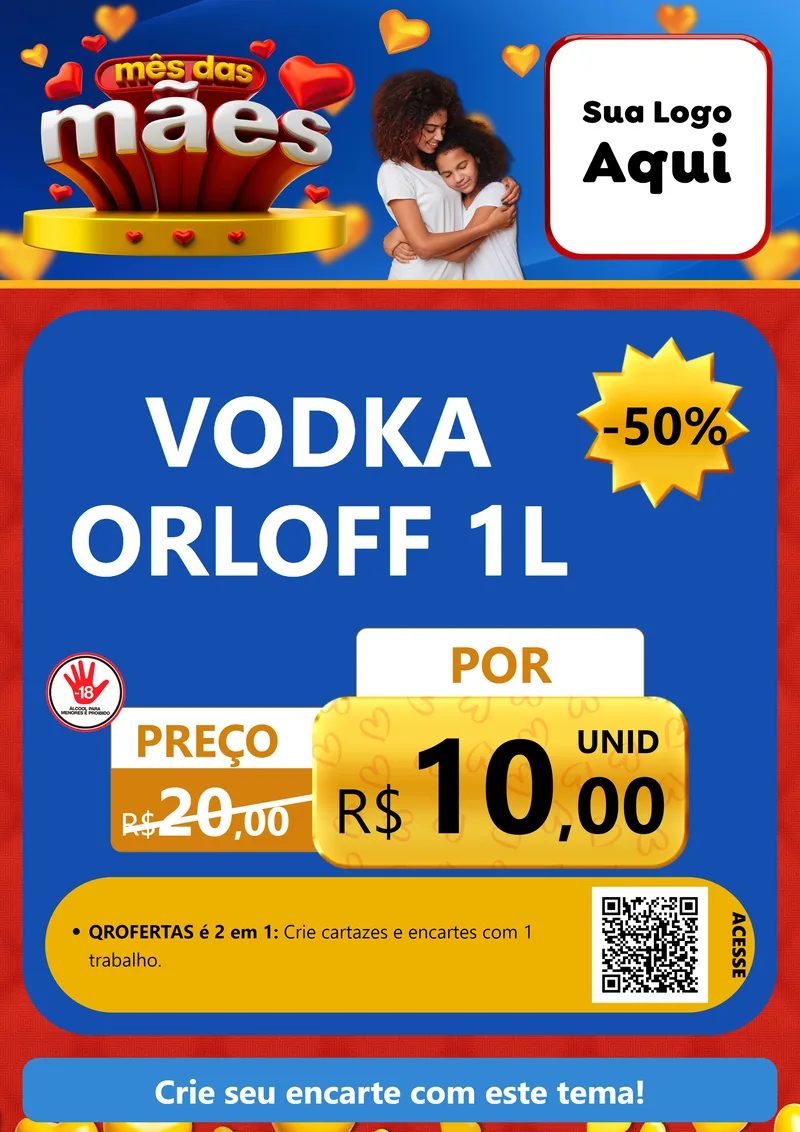 Modelo de Cartaz para Cartaz A4 Vertical com o tema Mês das Mães para Distribuidora de bebidas