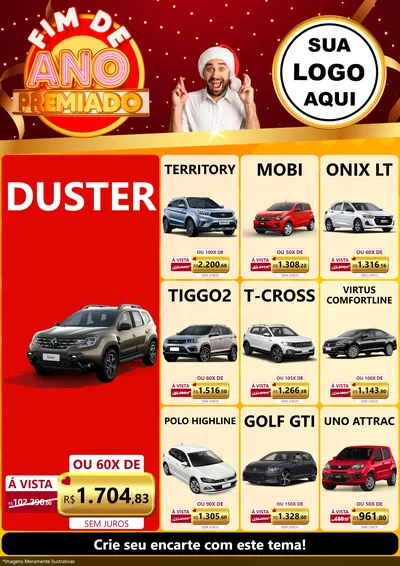 Modelo de Encarte para Encarte A4 Vertical com o tema Fim de Ano Premiado para Concessionaria de Carros