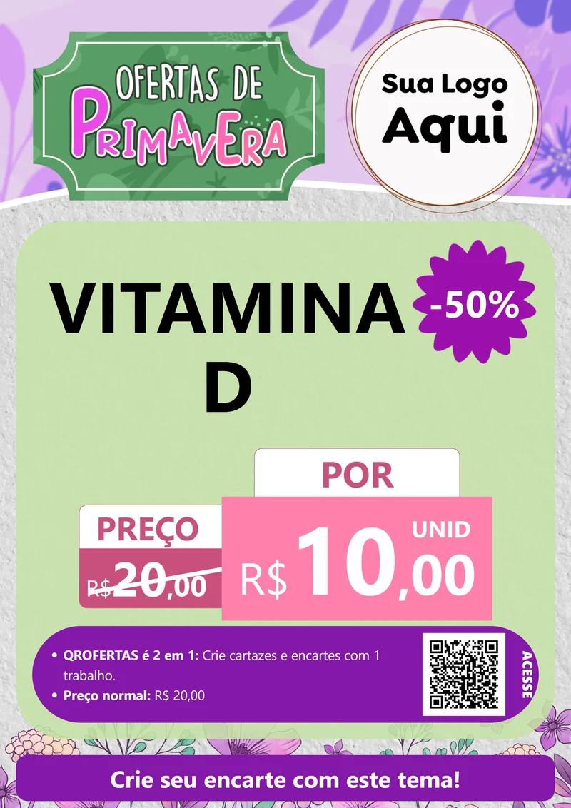 Modelo de Cartaz para Cartaz A4 Vertical com o tema Ofertas de Primavera para Farmácia