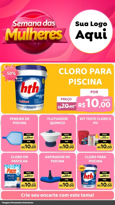 Modelo de Rede Social para Stories com o tema Semana das Mulheres para Produtos para Piscina