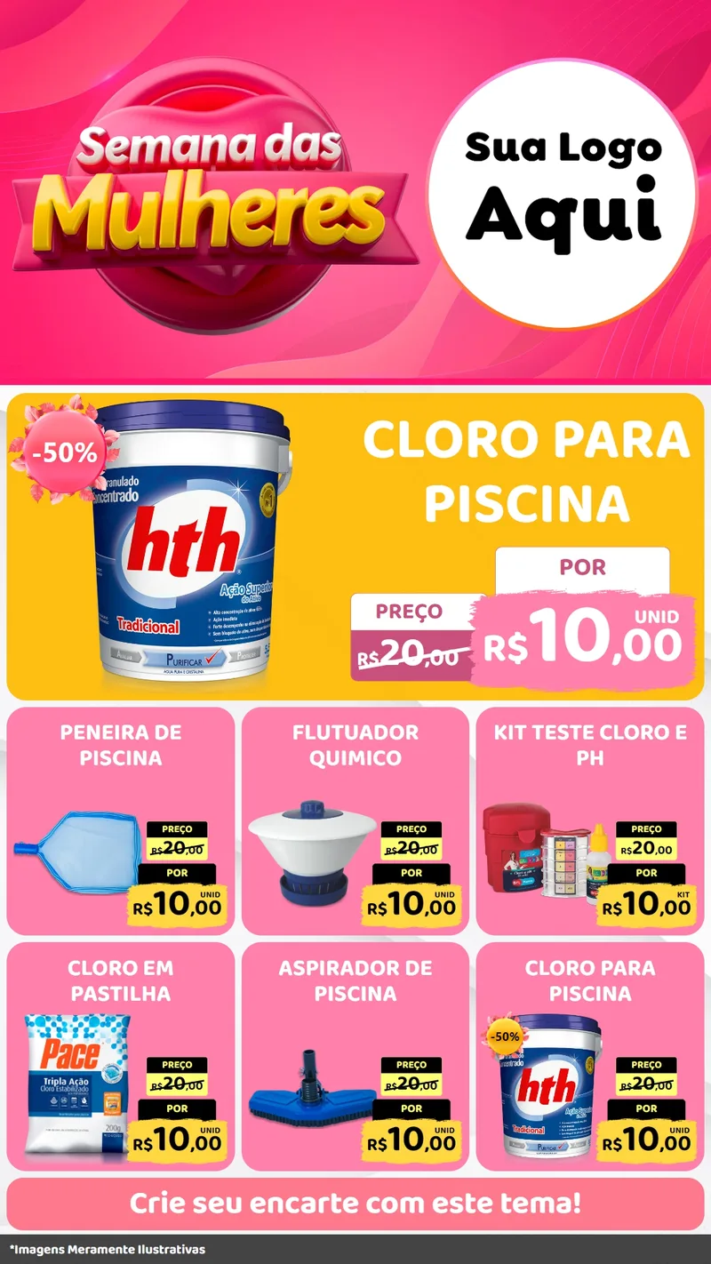 Modelo de Rede Social para Stories com o tema Semana das Mulheres para Produtos para Piscina