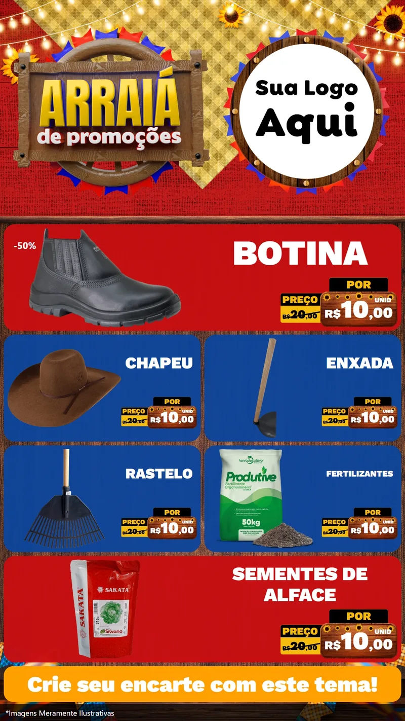 Modelo de TV para TV Vertical com o tema Arraiá de Promoções para Agropecuária
