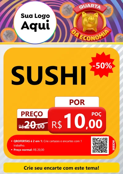 Modelo de Cartaz para Cartaz A4 Vertical com o tema Quarta da Economia para Comida japonesa