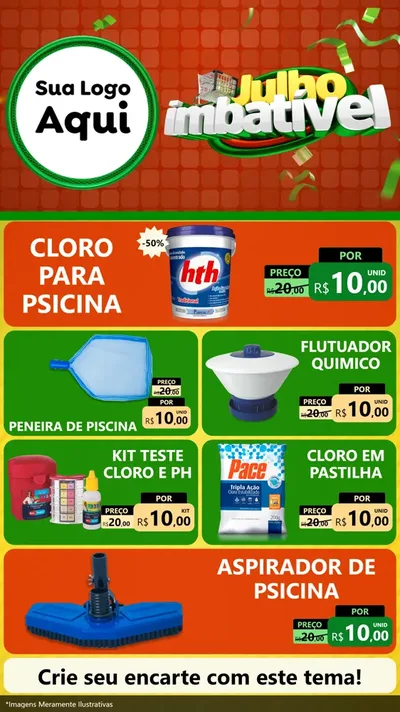 Modelo de TV para TV Vertical com o tema Julho Imbatível para Produtos para Piscina