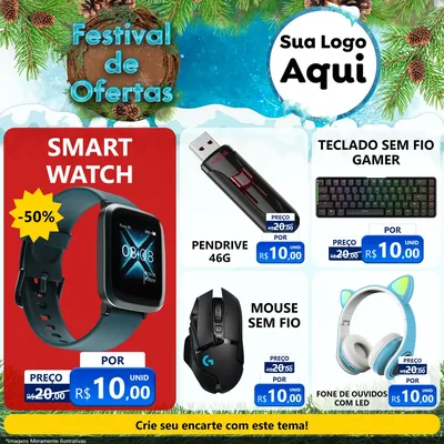 Modelo de Rede Social para Feed Facebook com o tema Festival de Ofertas - Inverno para Informática