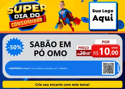 Modelo de Cartaz para Cartaz A4 Horizontal com o tema Super Dia do Consumidor para Produtos de Limpeza