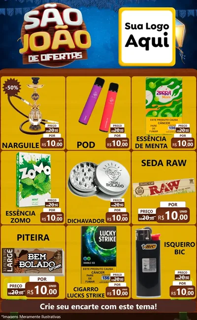 Modelo de Encarte para Encarte Grande com o tema São João Ofertas Imbatíveis! - Junina para Tabacaria