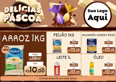 Modelo de Encarte para Encarte A4 Horizontal com o tema Delícias de Páscoa para Supermercado