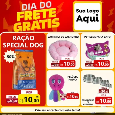 Modelo de Rede Social para Feed Facebook com o tema Dia do Frete Grátis para Pet Shop