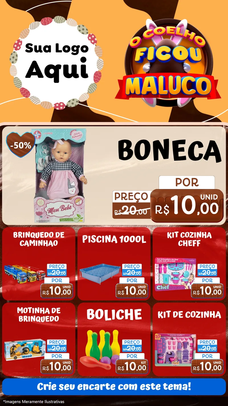 Modelo de Rede Social para Stories com o tema O Coelho Ficou Maluco - Páscoa para Brinquedos