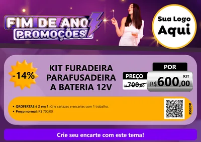 Modelo de Cartaz para Cartaz A4 Horizontal com o tema Fim de Ano Promoções para Maquinas e Ferramentas