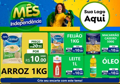 Modelo de Encarte para Encarte A4 Horizontal com o tema Mês da Independência para Supermercado