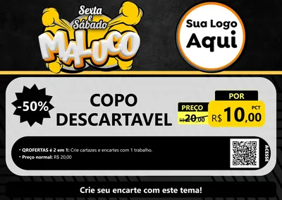 Modelo de Cartaz para Cartaz A4 Horizontal com o tema Sexta e Sábado Maluco para Embalagens