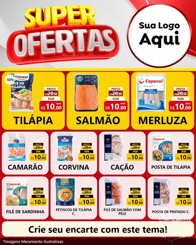 Modelo de Rede Social para Feed Instagram com o tema Super Ofertas para Peixaria