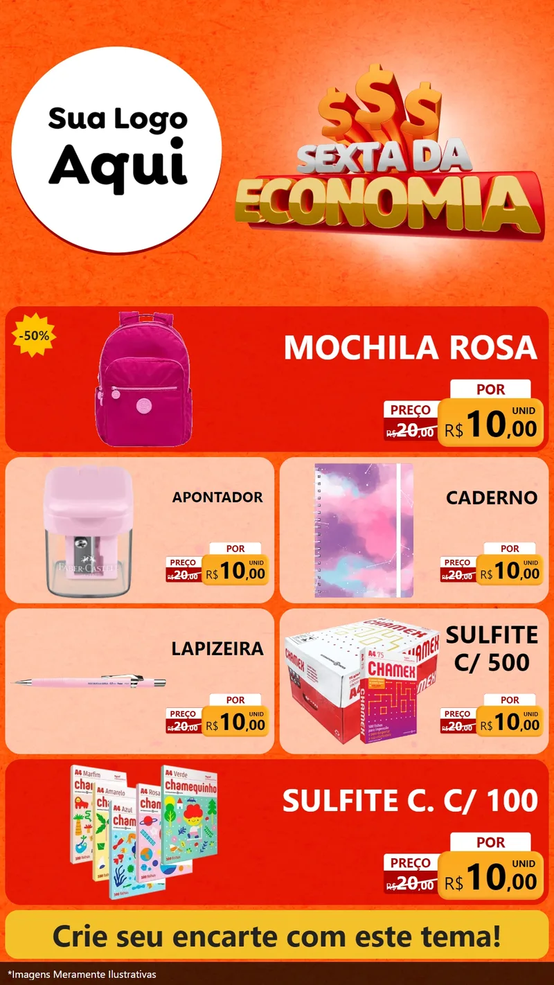 Modelo de TV para TV Vertical com o tema Sexta da Economia para Papelaria