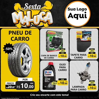 Modelo de Rede Social para Feed Facebook com o tema Sexta Maluca para Auto peças