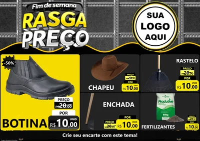 Modelo de Encarte para Encarte A4 Horizontal com o tema Fim de Semana Rasga Preço para Agropecuária