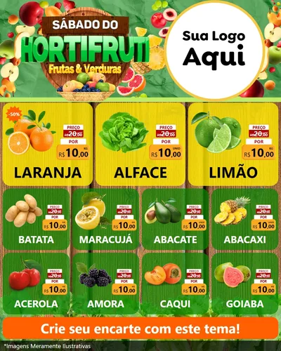 Modelo de Rede Social para Feed Instagram com o tema Sábado do Hortifrúti para Hortifrúti