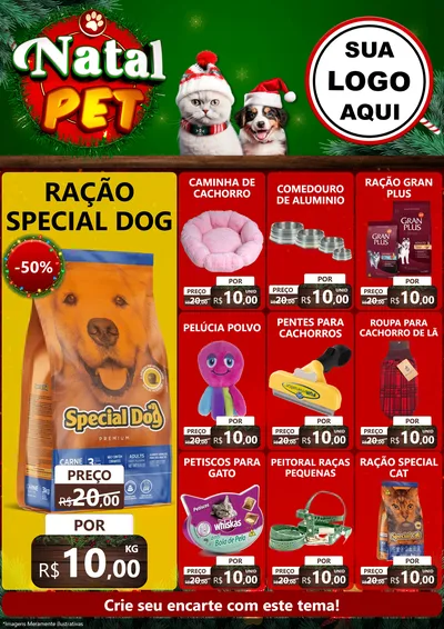 Modelo de Encarte para Encarte A4 Vertical com o tema Natal Pet para Pet Shop