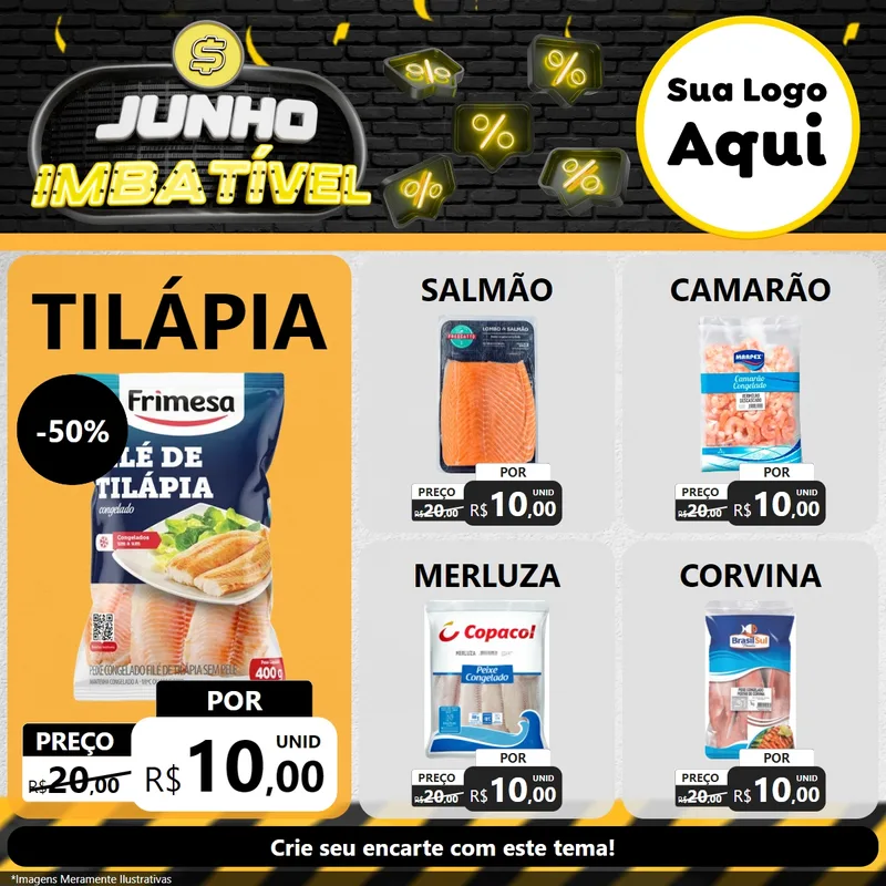 Modelo de Rede Social para Feed Facebook com o tema Junho Imbatível para Peixaria