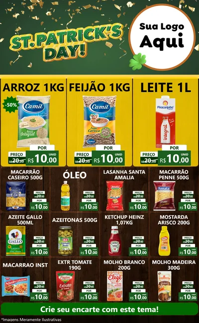 Modelo de Encarte para Encarte Grande com o tema St Patriks Day para Supermercado