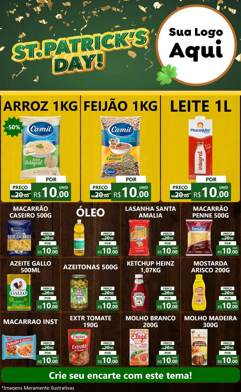 Modelo de Encarte para Encarte Grande com o tema St Patriks Day para Supermercado