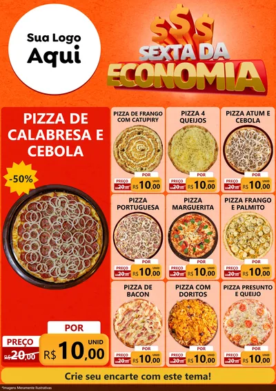 Modelo de Encarte para Encarte A4 Vertical com o tema Sexta da Economia para Pizzaria